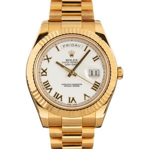Rolex Day-Date II ref 218238 White Roman Dial